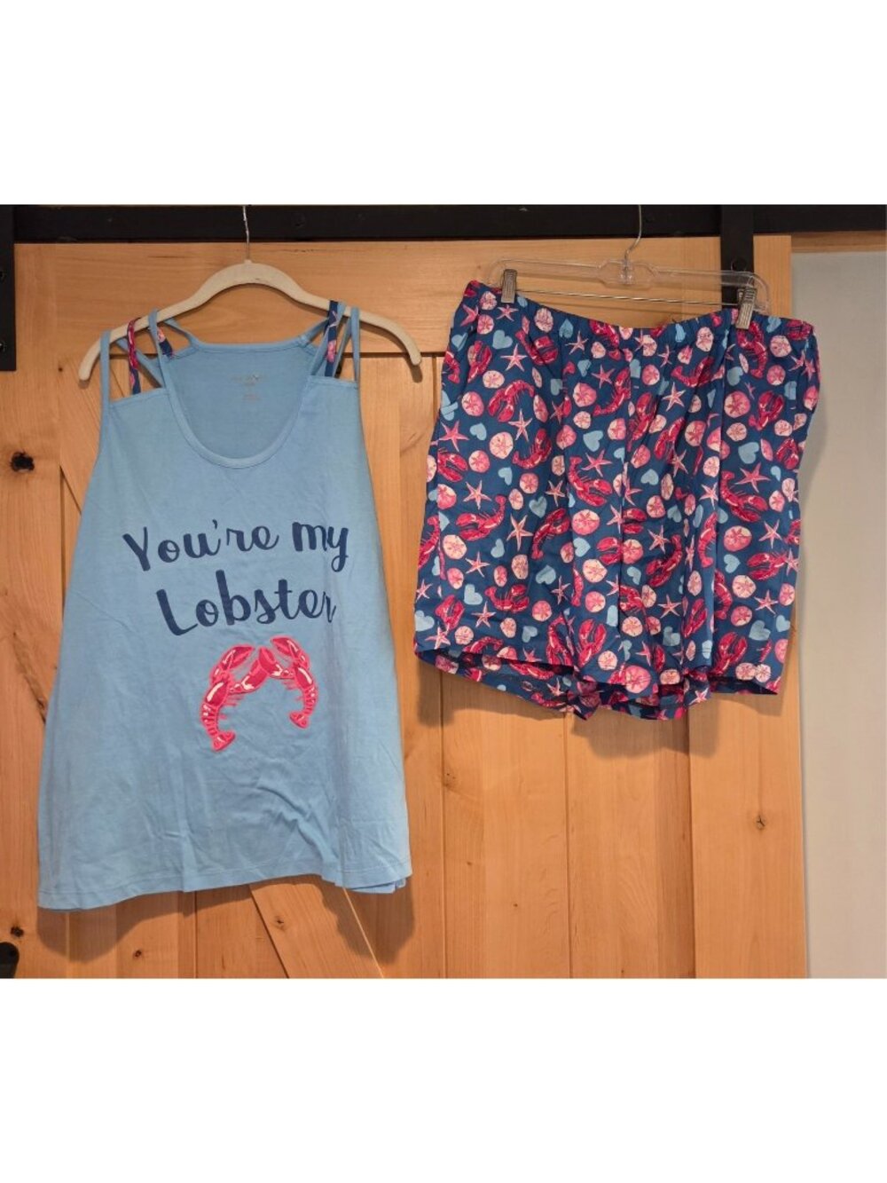 New. Deams Co Ladies Size L 18/20 Tank Boxer Pajama Set Lobster Silver Dollar